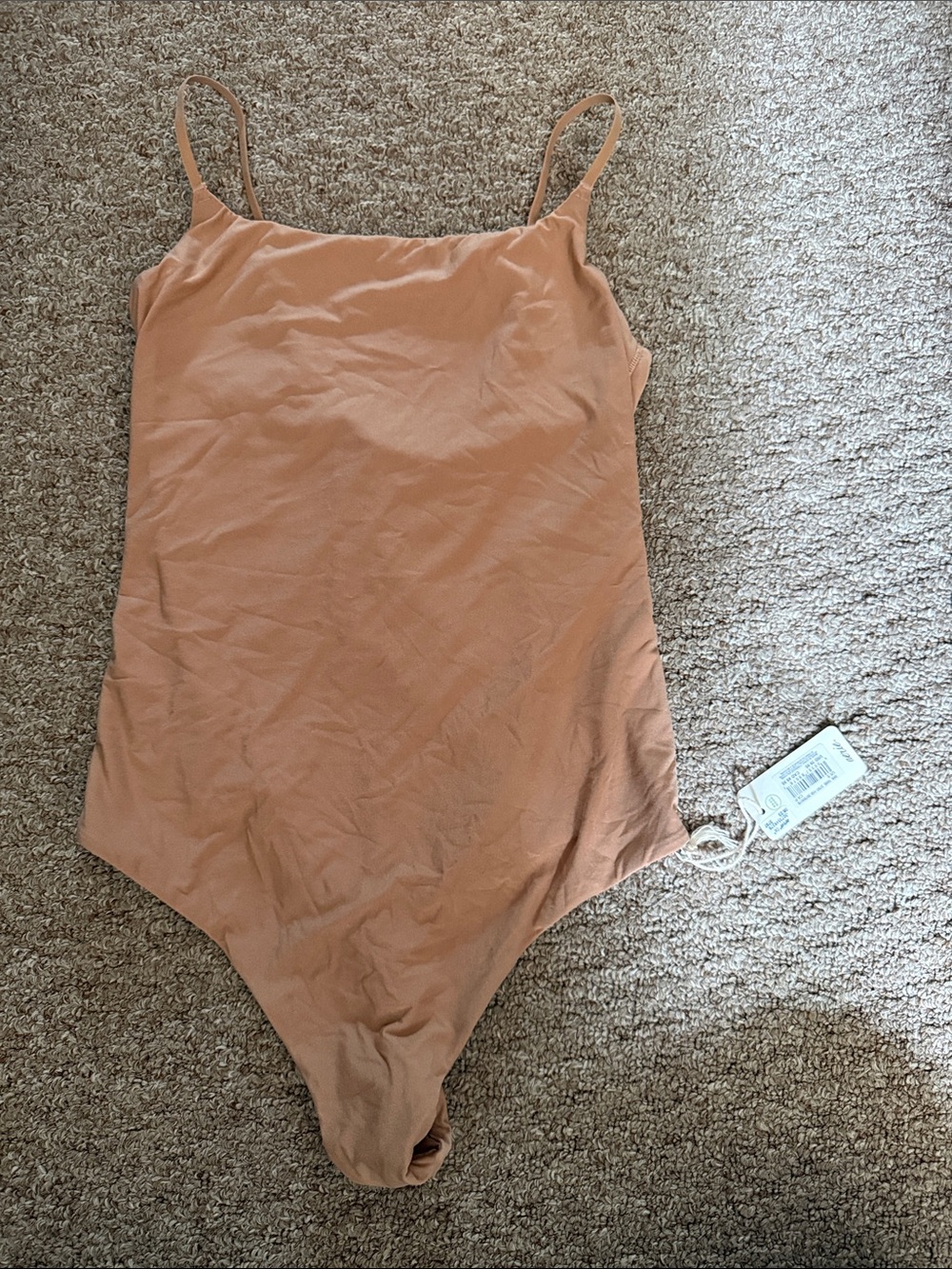 aerie Tan Scoop Neck Bodysuit with Thin Straps